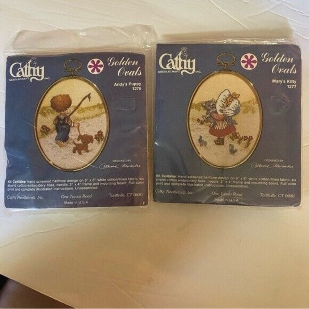 Golden Ovals Cross-Stitch Kits Andys Puppy #1276 Marys Kitty Needlework #1277